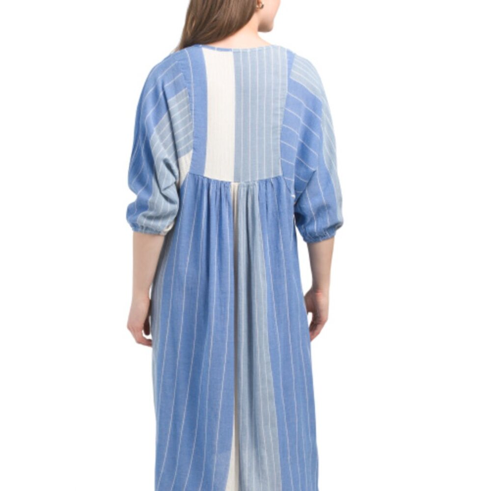 NWT Laura Gotti Blue Striped Midi Dress Made in Italy Coastal Artisan - Picture 3 of 8
